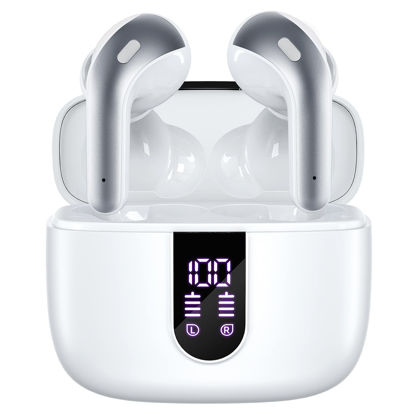 Picture of TAGRY Bluetooth Headphones True Wireless Earbuds 60H Playback LED Power Display Earphones with Wireless Charging Case IPX5 Waterproof in-Ear Ear buds with Mic for TV Smart Phone Laptop Computer Sports
