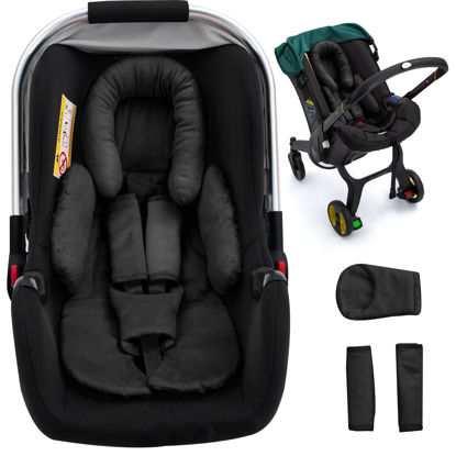 Picture of Newborn Car Seat Head Support with 3 Strap Covers, 2-in-1 Reversible Infant Car Seat Insert, Thickened Car Seat Cushion for Baby, Carseat Head Support for Preemie to Infant, Stroller Cushion for Swing