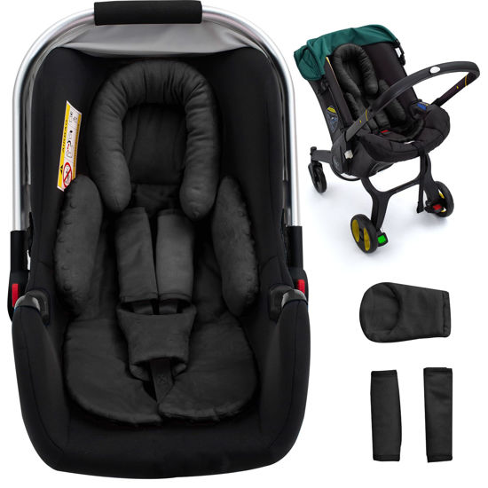 Picture of Newborn Car Seat Head Support with 3 Strap Covers, 2-in-1 Reversible Infant Car Seat Insert, Thickened Car Seat Cushion for Baby, Carseat Head Support for Preemie to Infant, Stroller Cushion for Swing