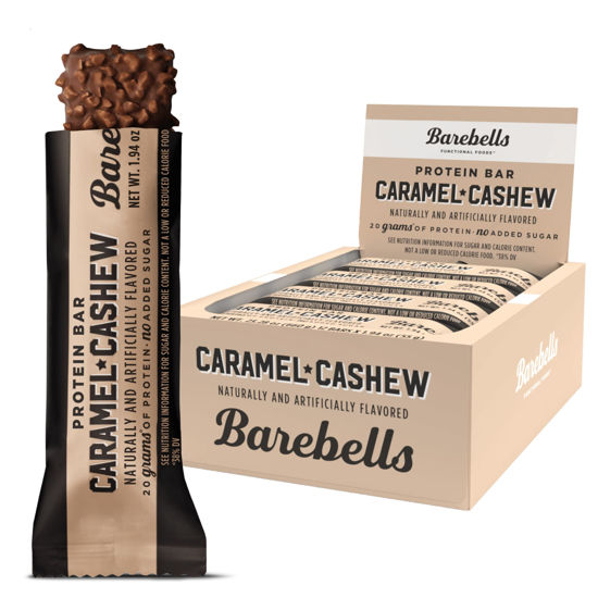 Picture of Barebells Protein Bars Caramel Cashew - 12 Count, 1.9oz Bars with 20g of High Protein - Chocolate Protein Bar with 1g of Total Sugars - Perfect on The Go Protein Snack & Breakfast Bar