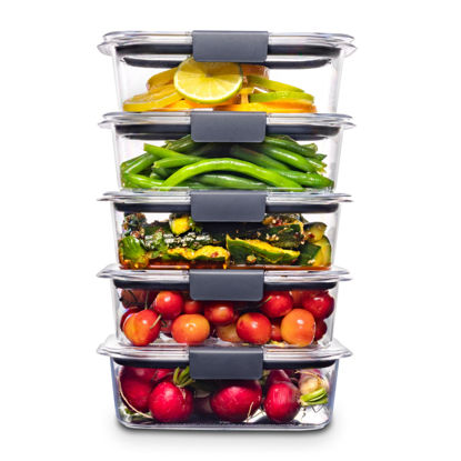 Picture of Rubbermaid Brilliance Food Storage Containers, BPA Free, Airtight Lids, Ideal for Lunch, Meal Prep & Leftovers, Set of 5 (3.2 Cup)