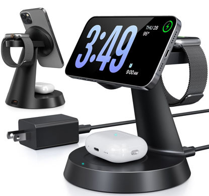 Picture of 3 in 1 Wireless Charging Station for Apple, Charger Stand for Multiple Apple Devices, Wireless Charging Station for iPhone 16/15/14/13/12 Series, Wireless Charger for AirPods, iWatch Series (Black)