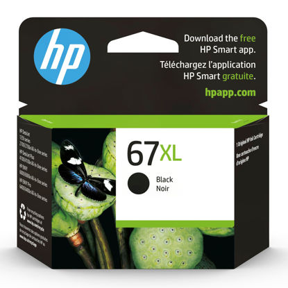 Picture of HP 67XL Black High-yield Ink Cartridge | Works with HP DeskJet 1255, 2700, 4100 Series, HP ENVY 6000, 6400 Series | Eligible for Instant Ink | One Size | 3YM57AN