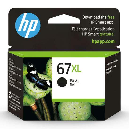 Picture of HP 67XL Black High-yield Ink Cartridge | Works with HP DeskJet 1255, 2700, 4100 Series, HP ENVY 6000, 6400 Series | Eligible for Instant Ink | One Size | 3YM57AN