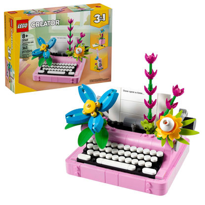 Picture of LEGO Creator 3 in 1 Typewriter with Flowers - Building Toy with 3 Building Options, Typewriter, Flowerpot with Pen & Notebook, or Keytar - Gift Idea for Birthdays - 31169