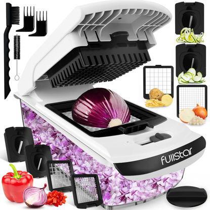 Picture of Fullstar Vegetable Chopper - Food Chopper - Onion Chopper - Vegetable Slicer & Spiralizer - Veggie Chopper with Container - Kitchen Gadgets - Home Essentials - Kitchen Accessories (4 in 1, White)