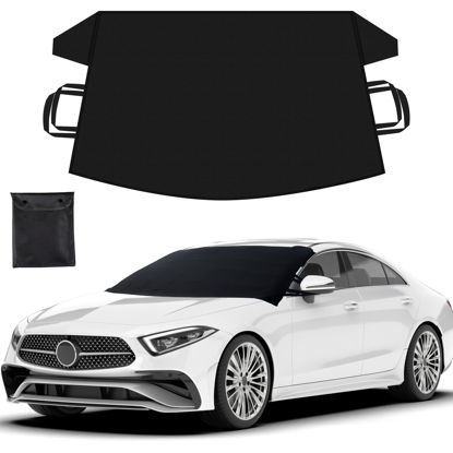 Picture of EcoNour Windshield Cover for Ice and Snow | Heavy Duty 600D Oxford Fabric | Windshield Protector for Cars, SUVs, Trucks | Secure Fit Waterproof Frost Cover | Winter Car Accessories | Medium (69"x42")