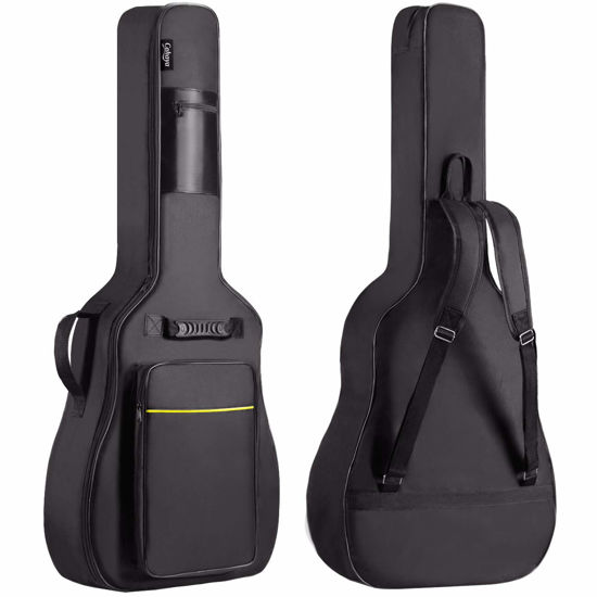 Picture of CAHAYA 41 In Acoustic Guitar Bag 0.35 In Thick Padding Water Resistent Dual Adjustable Shoulder Strap Guitar Case Gig Bag with Back Hanger Loop, Black CY0152