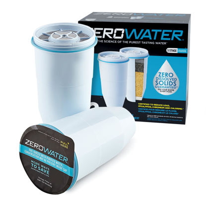 Picture of ZeroWater Official Replacement Filter - 5-Stage 0 TDS Filter Replacement - System IAPMO Certified to Reduce Lead, Chromium, and PFOA/PFOS, 2-Pack