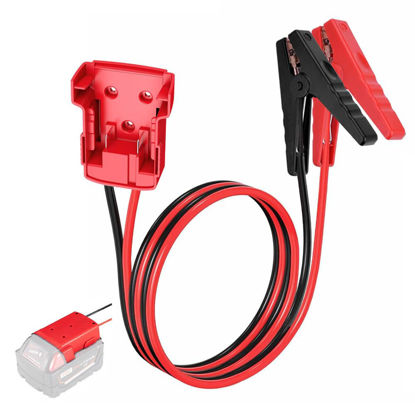 Picture of GRZWAYS Jumper Cables with alligator clips for Milwaukee M18 18V Batteries,Silicone wire 8AWG 2FT Automotive Booster Cables for Jump Starting Car Using Tool Battery, Temperature resistance 392℉(200℃)