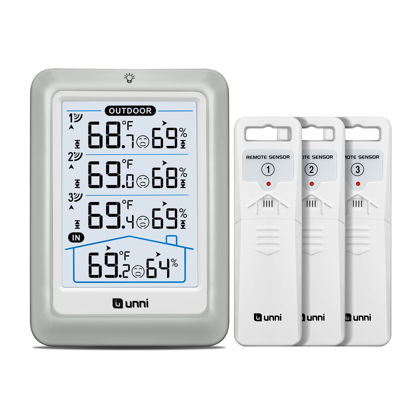 Picture of Indoor Outdoor Thermometer Wireless, 4.5 Inch Display Digital Hygrometer Thermometer Temperature Humidity Monitor with 330ft Range Sensor and Adjustable Backlight