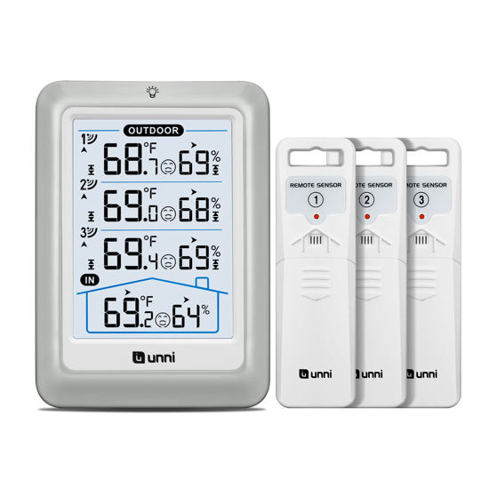 Picture of Indoor Outdoor Thermometer Wireless, 4.5 Inch Display Digital Hygrometer Thermometer Temperature Humidity Monitor with 330ft Range Sensor and Adjustable Backlight