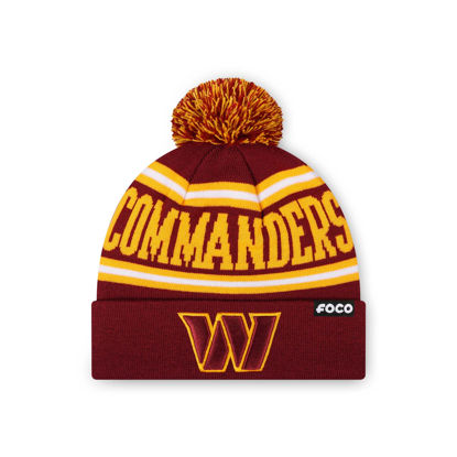 Picture of FOCO Washington Commanders NFL Logo Stripe Pom Beanie Hat, Team Color