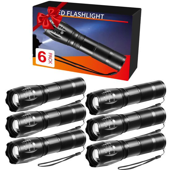 Picture of 6Pack LED Flashlights High Lumens, 5Mode Tactical Flashlight for Home, Small Flashlights Powerful, Pocket Flashlight Bright, Adjustable Torch Light, Mini Flash Light for Emergencies Camping Outdoor