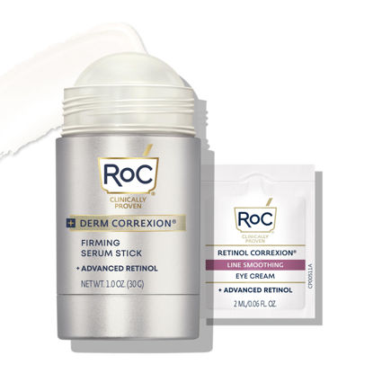 Picture of RoC Derm Correxion Advanced Retinol Firming Serum Stick with Antioxidants to Visibly Tighten and Firm Wrinkles and Laugh Lines, 1.0 oz with Retinol Eye Cream Packette
