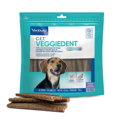 Picture of Virbac CET VEGGIEDENT FR3SH Tartar Control Chews for Dogs, Medium (Pack of 30)