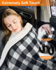 Picture of Sino Salected Heated car Blanket - 12 Volt Electric Blanket for car, Portable Heated Blanket for Car, Truck, SUV, RV & Camping, with Upgraded Temperature Controller, 59" x 43"(Black-White Plaid