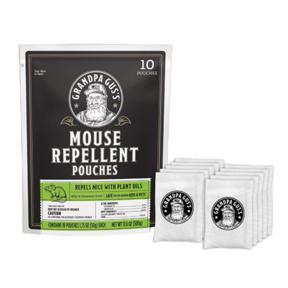 Picture of Grandpa Gus's Extra-Strength Mouse Repellent Pouches, Cinnamon/Peppermint Oils Repel Mice from Nesting & Freshen Air in Car/RV/Boat/Garage/Shed/Cabin, 1.75 oz (Pack of 10)
