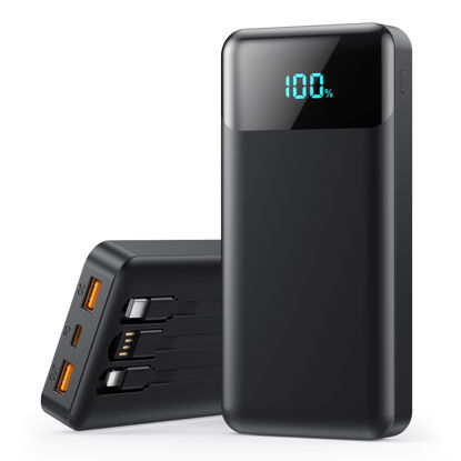 Picture of Portable Charger 40800mAh Power Bank with 3 Built-in Cable,25W PD USB C in&Out Power Bank Fast Phone Charging,QC4.0 LED Display Portable Battery Pack Compatible with iPhone 16/15,Samsung Android-Black