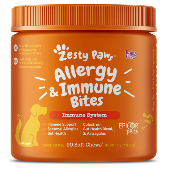 Picture of Zesty Paws Dog Allergy Relief- Dog Itching Skin Relief- Dog Probiotics for Itchy Skin and Itchy Ears- Dog Allergy Paw Relief- Dog Allergy Chews- Dog Itch Relief - Dog Skin Allergy Relief - Lamb - 90ct