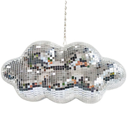 Picture of MFGDISCO Disco Ball Cloud Shaped, Cute Disco Hanging Party Mirror Ball Decor with Chain, Retro Light Reflective Disco Ball for Party Home Decor, Disco Mirror Ball Ornaments, Silver