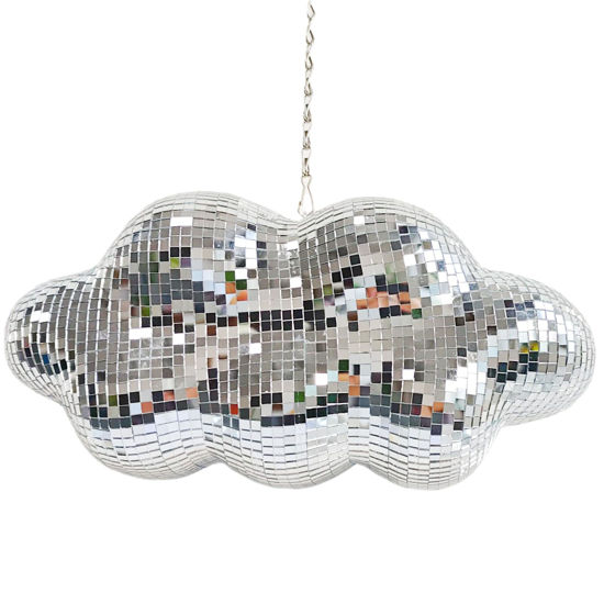 Picture of MFGDISCO Disco Ball Cloud Shaped, Cute Disco Hanging Party Mirror Ball Decor with Chain, Retro Light Reflective Disco Ball for Party Home Decor, Disco Mirror Ball Ornaments, Silver