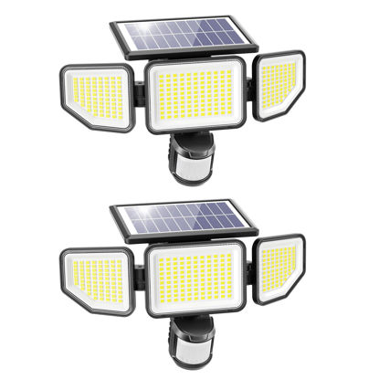 Picture of Onforu 3000LM Solar Lights Outdoor, 258 LED 3 Heads Security Lights with Remote Control, IP65 Waterproof Motion Sensor Lights, 3 Modes Flood Lights for Wall, Porch, Yard, Outside, 2 Pack