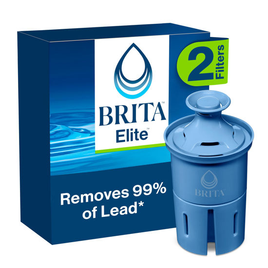 Picture of Brita Elite Water Filter Replacements for Pitchers and Dispensers, NSF Certified to Remove 99% of Lead, 2 Count, Blue