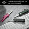 Picture of OKNIFE U1 Pro Multitool Folding Utility Knife with Folding Screwdriver, Quick Change Blade, Rail Lock & Pocket Clip for Men and Women (Carbon Fiber Overlay）