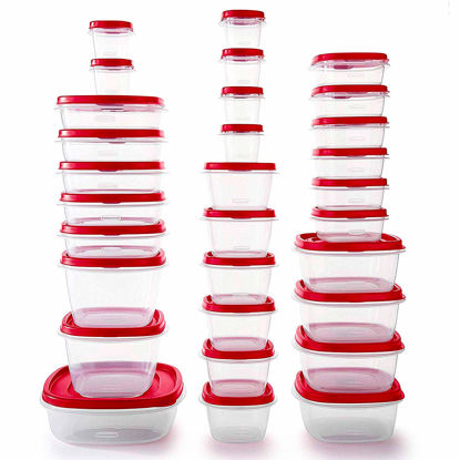 Picture of Rubbermaid 60-Piece Food Storage Containers with Lids, Microwave and Dishwasher Safe, Red Color, Ideal for Meal Prep and Pantry Storage