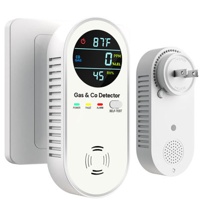 Picture of 4-in-1 Natural Gas Leak Detector & Carbon Monoxide Detectors - Carbon Monoxide Detectors Plug in - Natural, Propane, Co & Gas Detector, Temperature & Humidity Detectors for Home, RV (White)