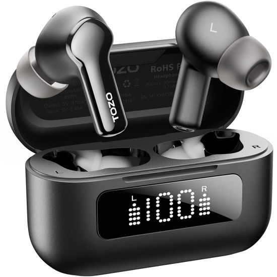 Picture of TOZO Hybrid Active Noise Cancelling Wireless Earbuds with 6 Mics AI Clear Call Ear Buds 55H Playtime with LED Display 32 Preset EQs via APP Bluetooth 5.3 IPX8 Waterproof in Ear Headphones