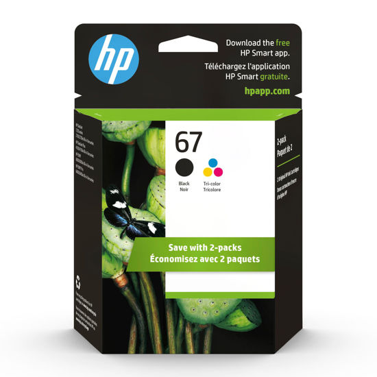 Picture of HP 67 Black/Tri-color Ink Cartridges (2 Pack) | Works with HP DeskJet 1255, 2700, 4100 Series, HP ENVY 6000, 6400 Series | Eligible for Instant Ink | 3YP29AN