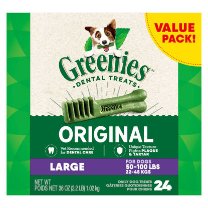 Picture of Greenies Original Large Natural Dental Care Dog Treats, 36 oz. Pack (24 Treats)