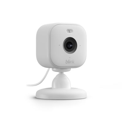 Picture of Blink Mini 2 (newest model), Plug-in smart security camera, HD night view in color, built-in spotlight, two-way audio, motion detection, Works with Alexa (White)