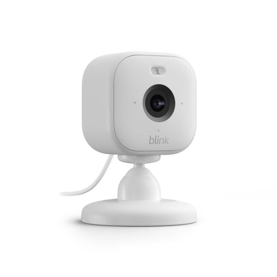 Picture of Blink Mini 2 (newest model), Plug-in smart security camera, HD night view in color, built-in spotlight, two-way audio, motion detection, Works with Alexa (White)