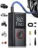 Picture of Powools Tire Inflator Portable Air Compressor, 150 PSI Cordless Mini Bike Tire Pump, Air Pump for Auto, Motorcycle, Bicycle, Balls with Pressure Gauge&LED Light, Black, Medium
