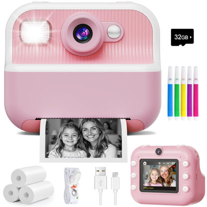 Picture of Instant Camera, Front Rear Dual Selfie Kids Camera with 1080P Videos, Holiday Birthday Gifts for Kids Age 3-12, Toddler Portable Travel Print Digital Camera Toy for 4 5 6 7 8 9 Year Boys Girls