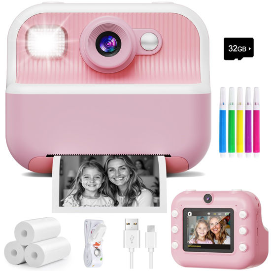 Picture of Instant Camera, Front Rear Dual Selfie Kids Camera with 1080P Videos, Holiday Birthday Gifts for Kids Age 3-12, Toddler Portable Travel Print Digital Camera Toy for 4 5 6 7 8 9 Year Boys Girls