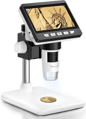 Picture of 4.3" Coin Microscope - Aopick LCD Digital Microscope 1000X, 1080P USB Coin Magnifier for Error Coins with 8 Adjustable LED Lights, PC View, Compatible with MacOS Windows