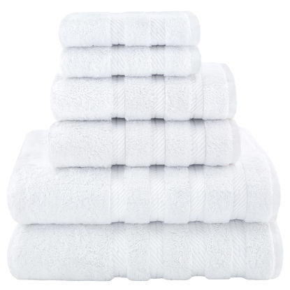 Picture of American Soft Linen Luxury 6 Piece Towel Set, 2 Bath Towels 2 Hand Towels 2 Washcloths, 100% Cotton Turkish Towels for Bathroom, White Towel Sets