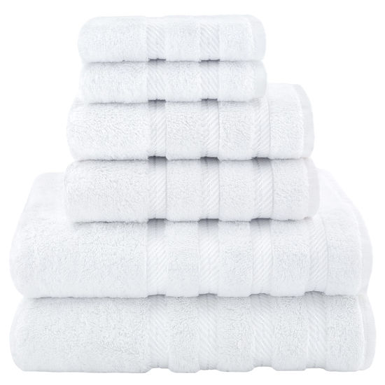 Picture of American Soft Linen Luxury 6 Piece Towel Set, 2 Bath Towels 2 Hand Towels 2 Washcloths, 100% Cotton Turkish Towels for Bathroom, White Towel Sets