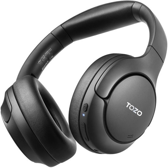 Picture of TOZO HT2 Hybrid Active Noise Cancelling Headphones, Wireless Over Ear Bluetooth Headset, 60H Playtime, Hi-Res Audio Custom EQ via App Deep Bass Comfort Fit Ear Cups, for Home Office Travel Black