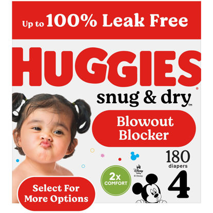 Picture of Huggies Size 4 Diapers, Snug & Dry Baby Diapers, Size 4 (22-37 lbs), 180 Count (6 Packs of 30), Packaging May Vary