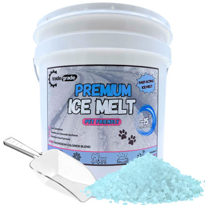 Picture of Trade Grade Pet-Friendly Ice Melt - Fast-Acting Magnesium Chloride Formula, Safer for Pets & Surfaces, 15lb Bucket with Scoop