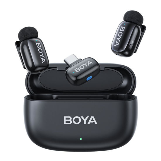 Picture of BOYA mini Wireless Lavalier Microphone for Android/Tablets/PC with USB C Plug,Noise Reduction,30H Battery Life with Charging Case,AI Voice Changer,Lapel Microphone Wireless for Video Recording Podcast