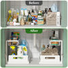 Picture of REALINN Under Sink Organizer, Pull Out Cabinet Organizer 2 Tier Slide Out Sink Shelf Cabinet Storage Shelves, Storage for Kitchen Bathroom, White, 2 Pack