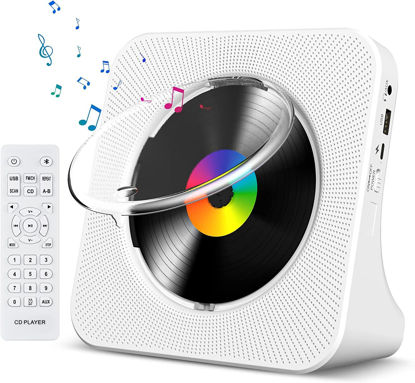Picture of Gueray CD Player Portable Bluetooth Desktop CD Player for Home with Timer Built-in HiFi Speakers with LCD Screen Display Boombox FM Radio USB Type-c