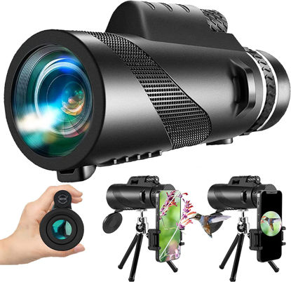 Picture of 80x100 Monocular-Telescope High Powered for Smartphone Monoculars for Adults High Definition Monocular Telescope for Stargazing Hunting Wildlife Bird Watching Travel Camping Hiking