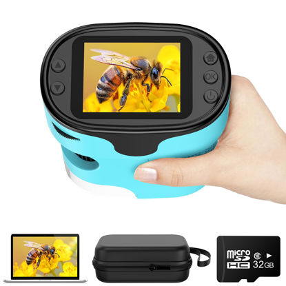 Picture of 1000X Pocket Microscope for Kids - 4K 2.0" Screen, Digital Mini Scope with Slides Kit, Rechargeable Lab Handheld Portable Microscopes for Kids 4-12 Students Teens